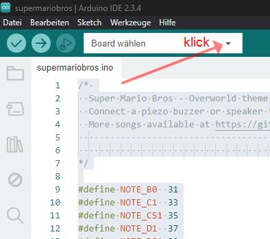 Board wählen Button
